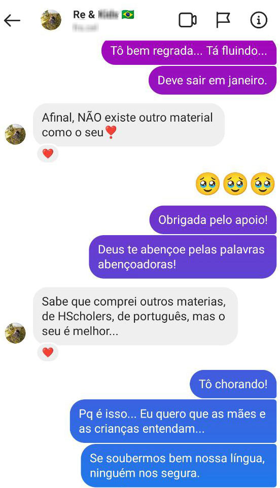 Depoimento de mãe sobre o livro Linguagem Clássica